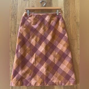 Caslon A-Line Wool Plaid Skirt - Browns/tan/rust/burgundy